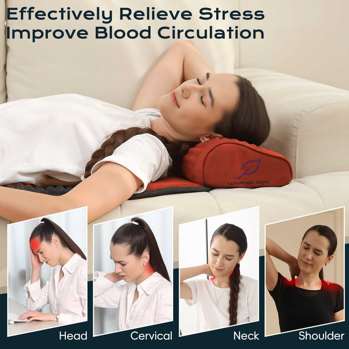 Luxuryade  D50 Far Infrared Amethyst Heating Pillow